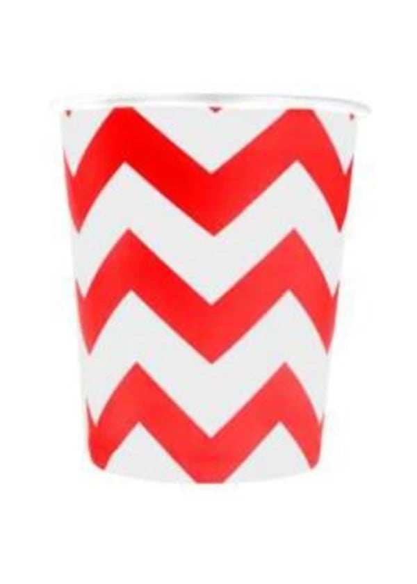 Kırmızı Zigzag Karton Bardak 8'li - Gorsel 1