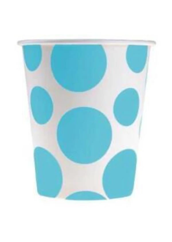 Turkuaz Karışık Puantiyeli Karton Bardak 8'li - Gorsel 1
