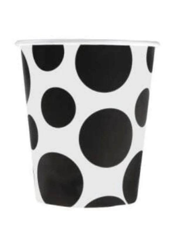 Siyah Karışık Puantiyeli Karton Bardak 8'li - Gorsel 1