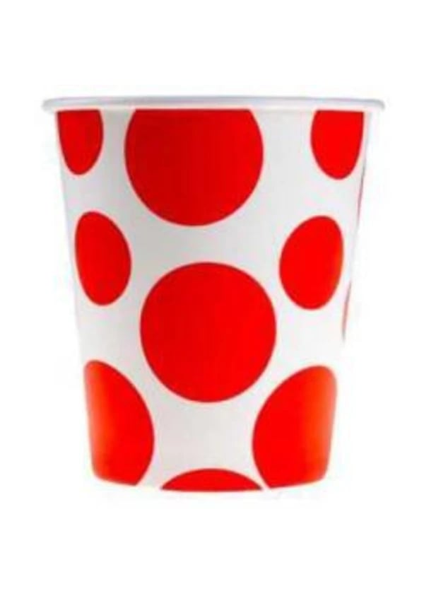Kırmızı Karışık Puantiyeli Karton Bardak 8'li - Gorsel 1