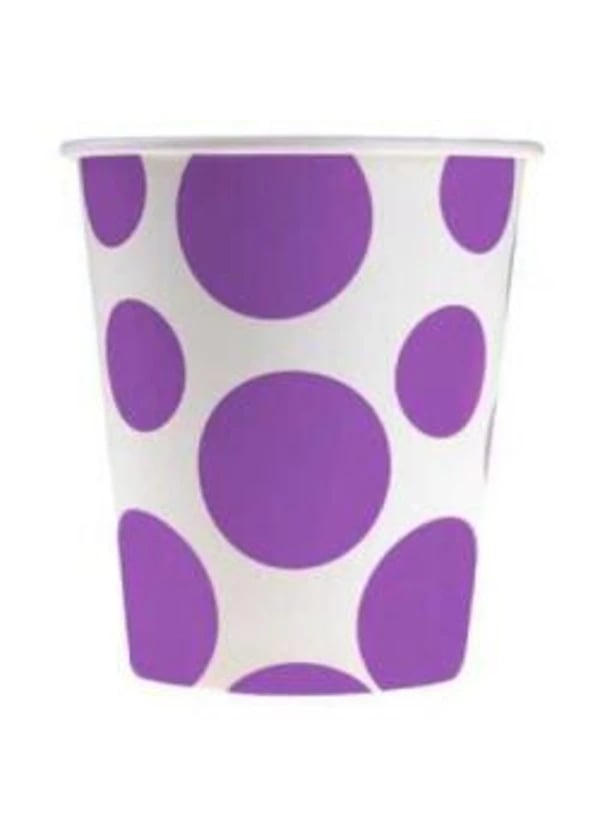Lila Karışık Puantiyeli Karton Bardak 8'li - Gorsel 1