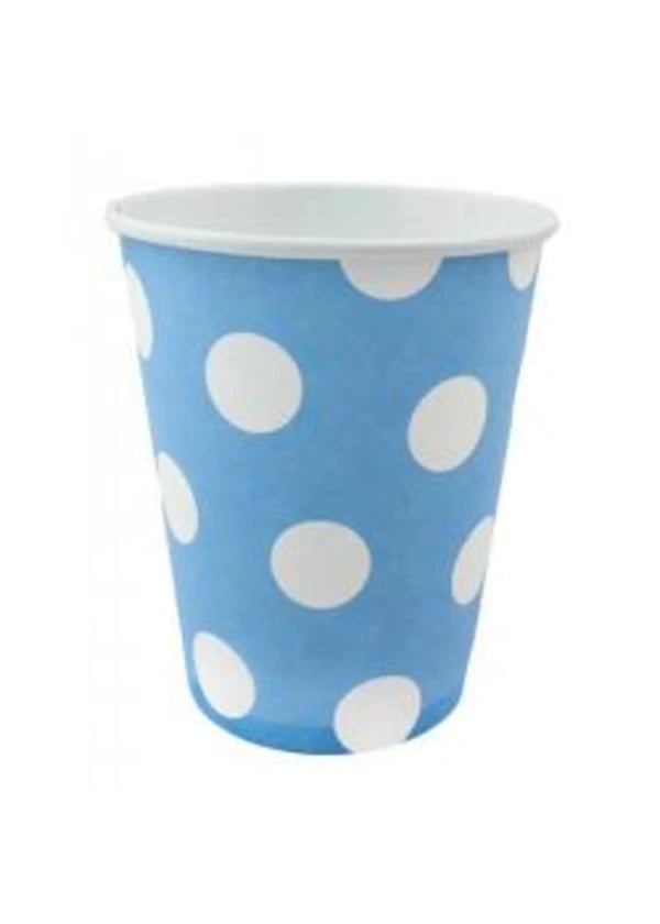 Beyaz Puantiyeli Mavi Karton Bardak 8'li - Gorsel 1