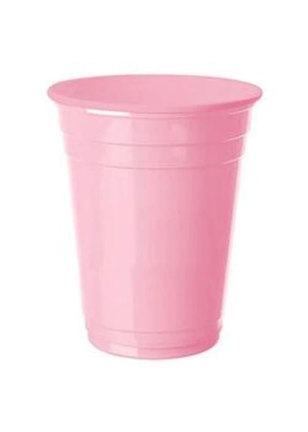 Büyük Boy Plastik Pembe Bardak 8'li - Gorsel 1